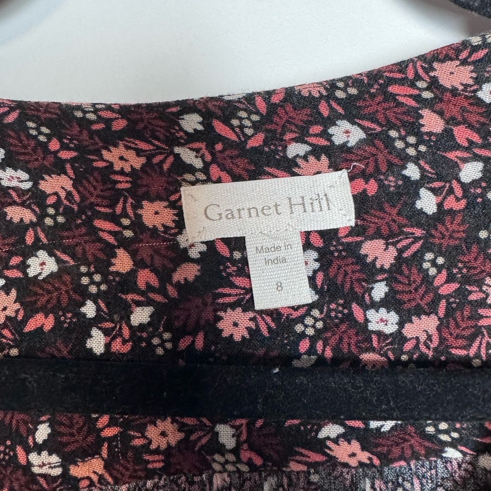 Garnet Hill Clio Button-Up Blouse Floral Black Sz 8 - Picture 4 of 8